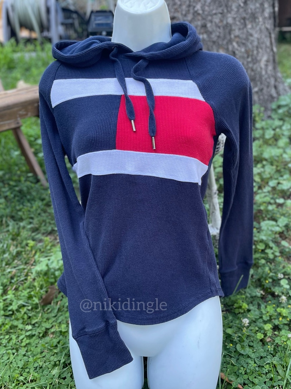 Vintage Tommy Hilfiger Thermal Knit Hoodie Tommy Sport Small Sweater Top S